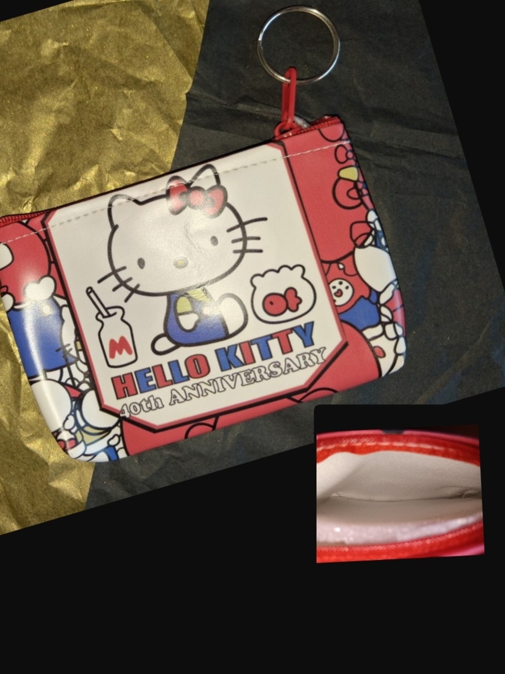 Hello Kitty Red and White 40th Anniversary Coin Pouch Keyring